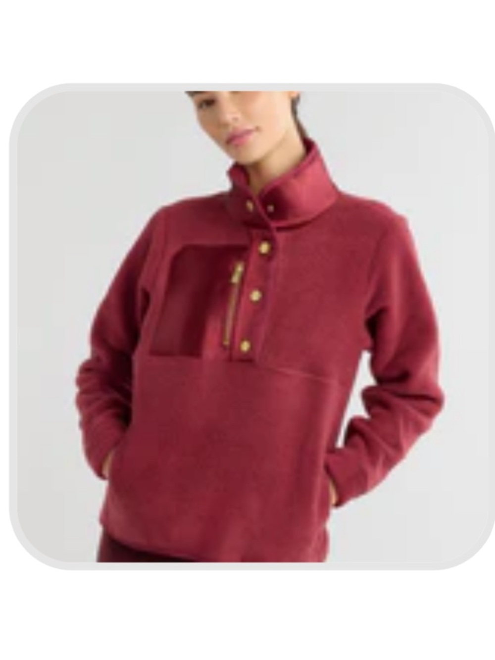 Dudley Stephens Cherry Lawn Pullover in Sherpa Fleece in Burgundy, Size Small